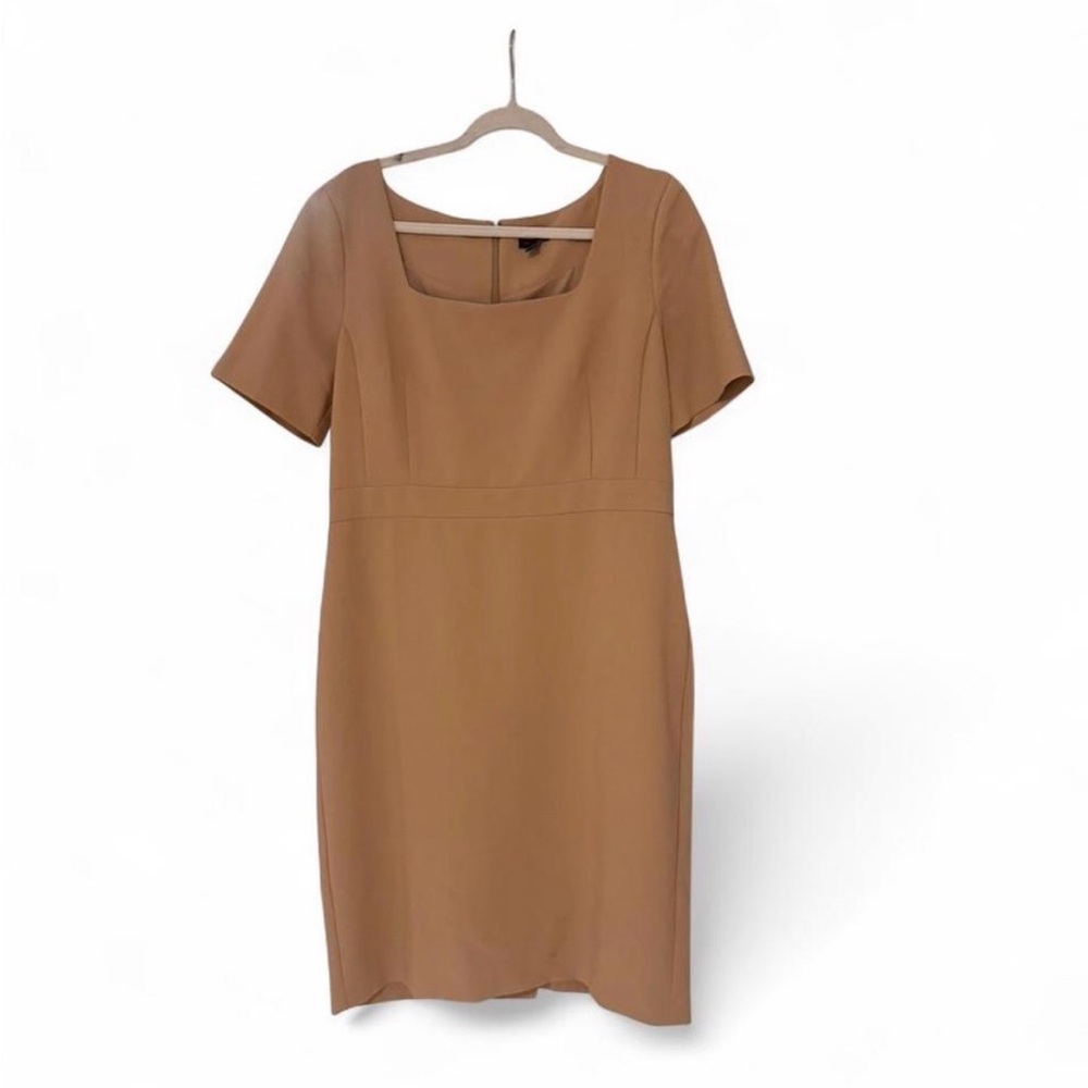 Ann Taylor Classic Square-Neck Tan Sheath Dress
